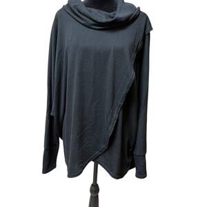 Dress Barn women’s size L cowl neck, long sleeve sweater, wrap style, black